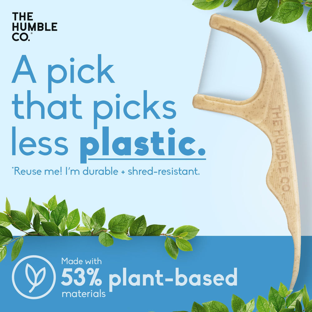 Plant-based handle made with cornstarch in Humble Co floss picks