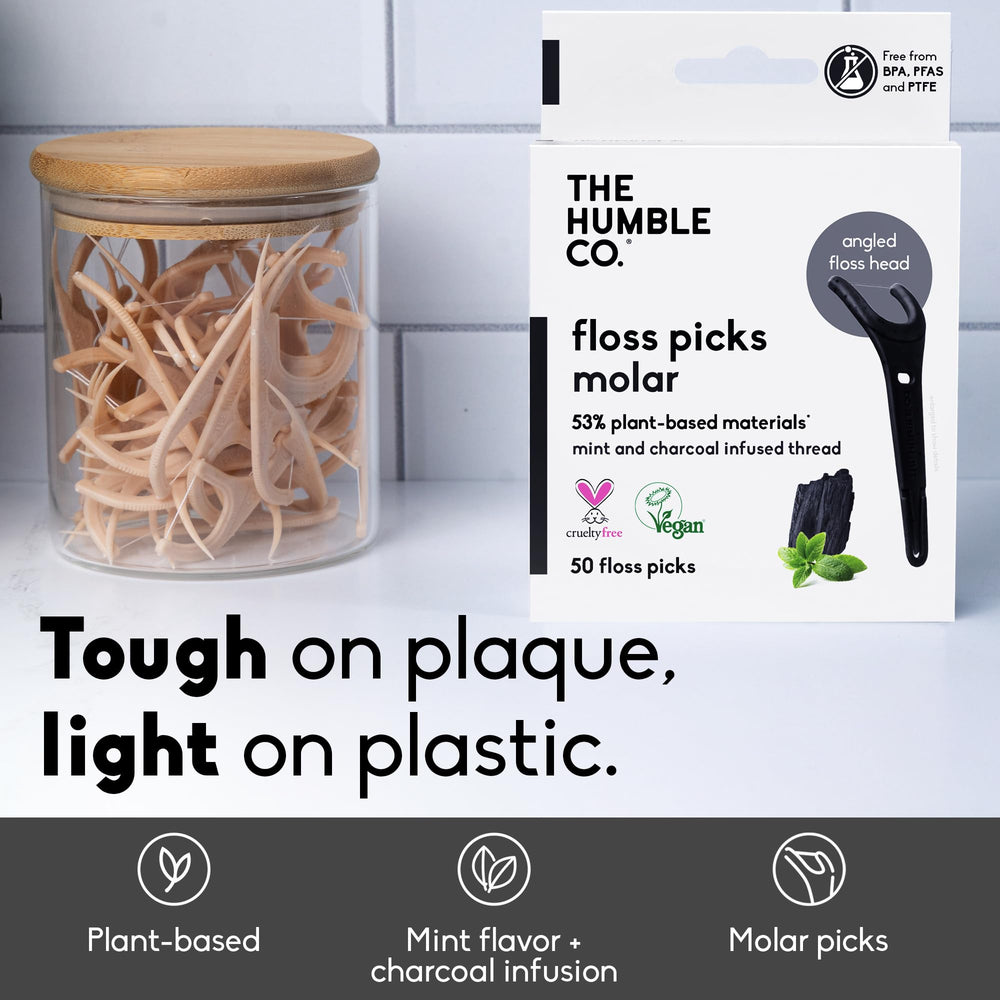 Angled floss head designed to reach back molars