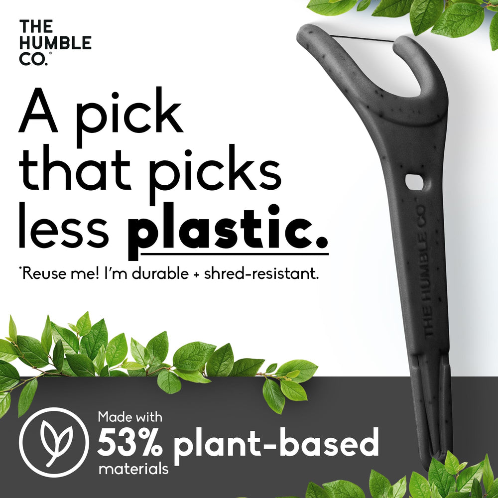 Plant-based handle material on Humble Co floss picks