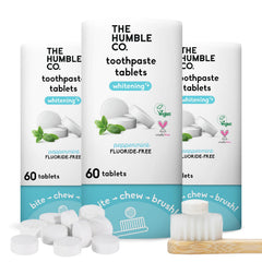 The Humble Co Peppermint Teeth Whitening Chewable Toothpaste Tablets 180 count packaging