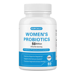 HUNCIALLY Women's Probiotic bottle with 50 Billion CFUs label