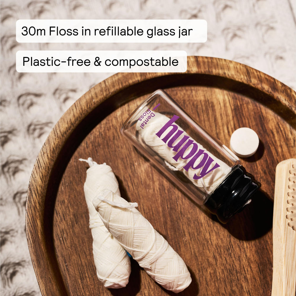Close-up of HUPPY floss designed for sensitive gums