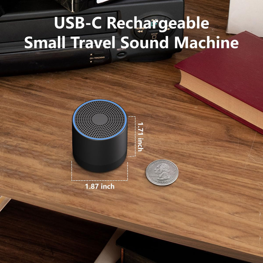 Hushing portable mini white noise machine pocket design emphasizes comfortable grip and portability.