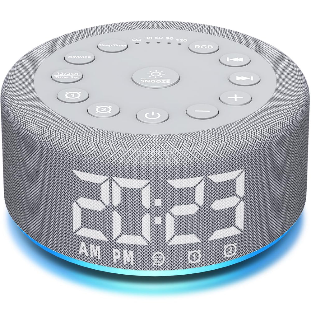 Hushing sound machine alarm clock front view for calm wake-ups