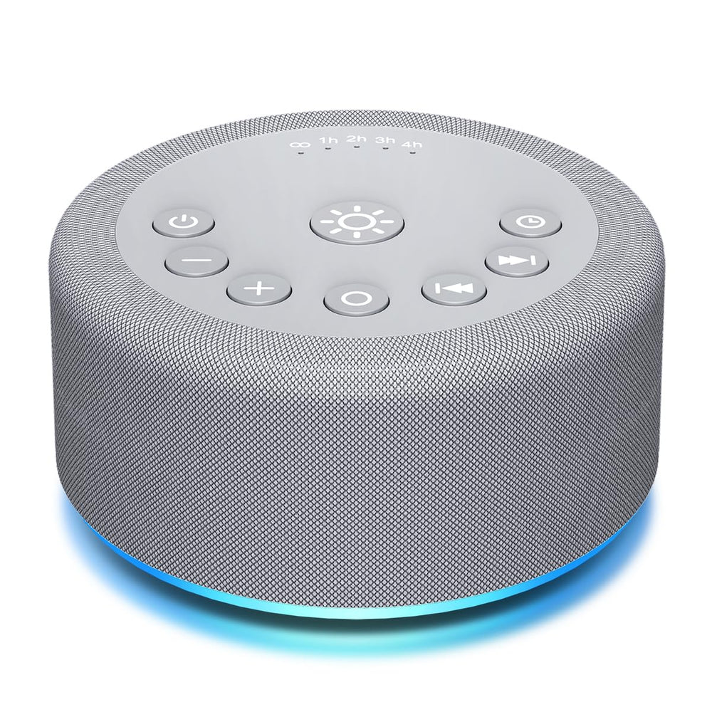 Hushing Sound Machine front view, compact bedside unit for sleep and focus.