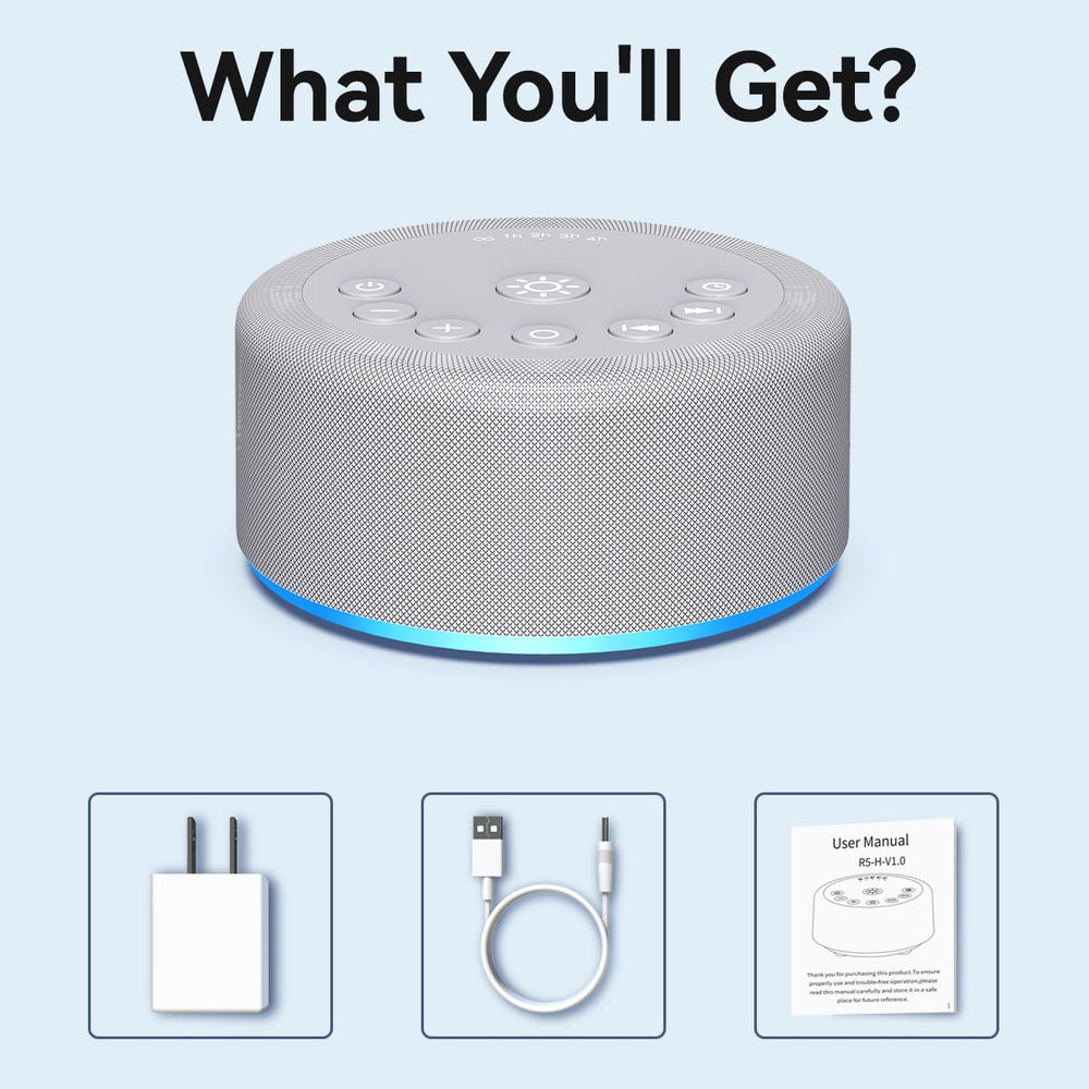 Hushing Sound Machine USB-powered design for easy setup anywhere.