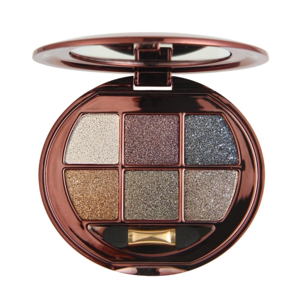 Hxssll Shimmer Eyeshadow Palette open case with neutral cool-toned shades for versatile looks.