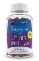 Bottle of Hyalogic Hyaluronic Acid Gummies in mixed berry flavor