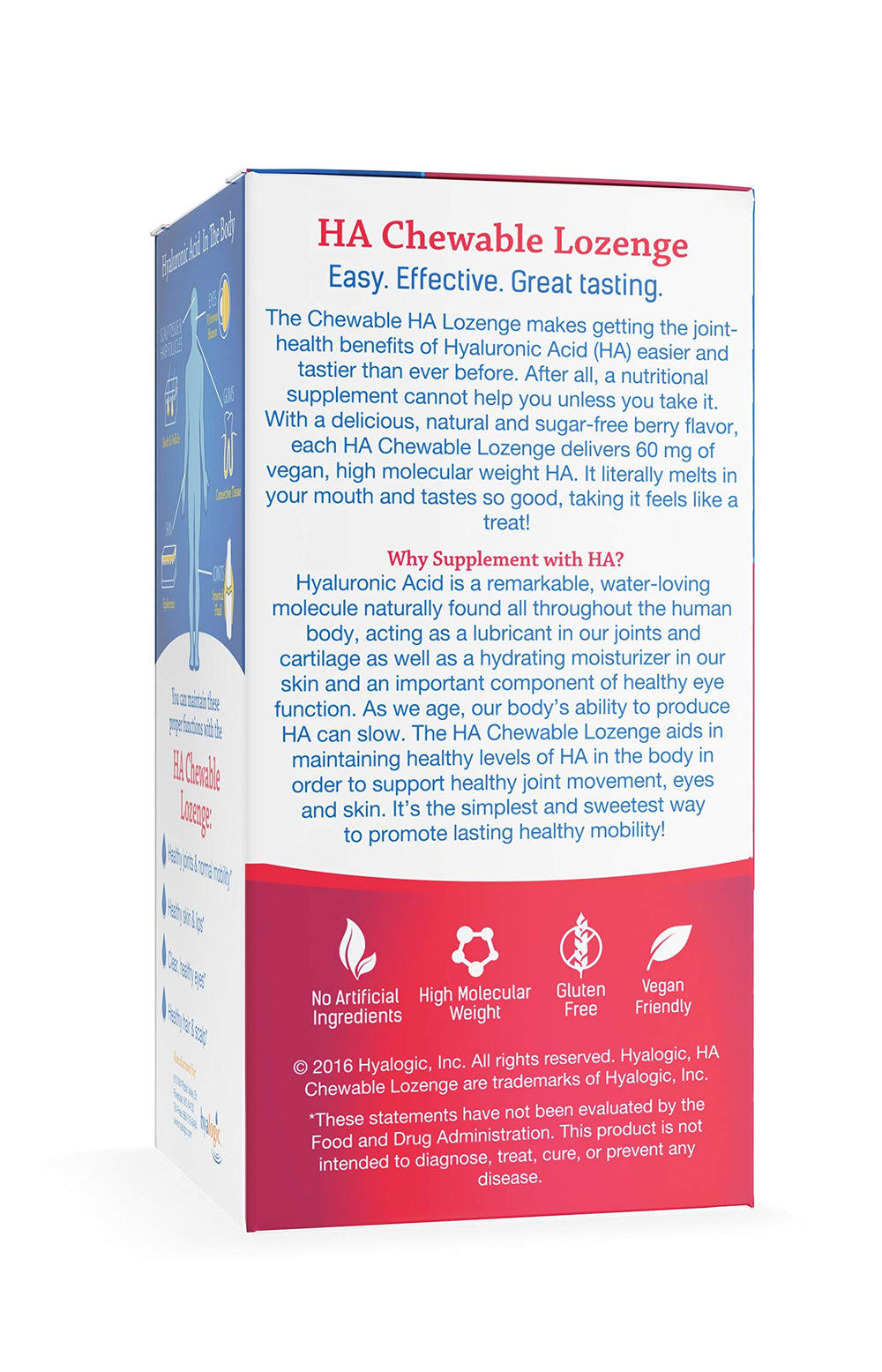 Label close-up for Hyaluronic Acid Chewables 60 Count