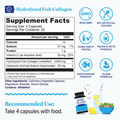 Graphic showing hyaluronic acid and vitamin C with collagen