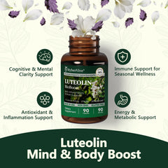 Label details including 100mg luteolin, 50mg rutin, 50mg perilla extract