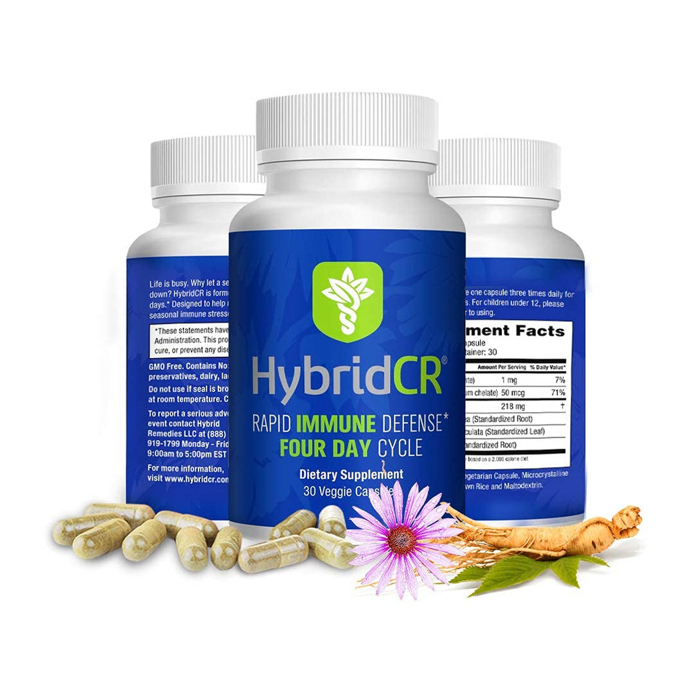 HybridCR Rapid Immunity Supplement bottle with 30 veggie capsules