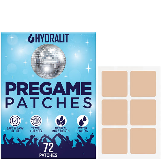 Hydralit Happy Hour patch on skin delivering quick, discreet relief after a night out.