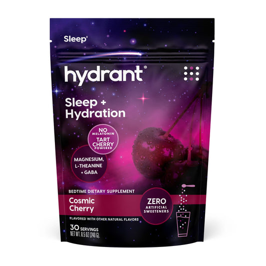 Hydrant Melatonin Free Sleep Aid Powder – Cosmic Cherry flavor, 30-pack bottle