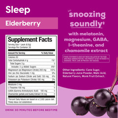 Hydrant Sleep Electrolyte Powder – Elderberry flavor stick pack back label