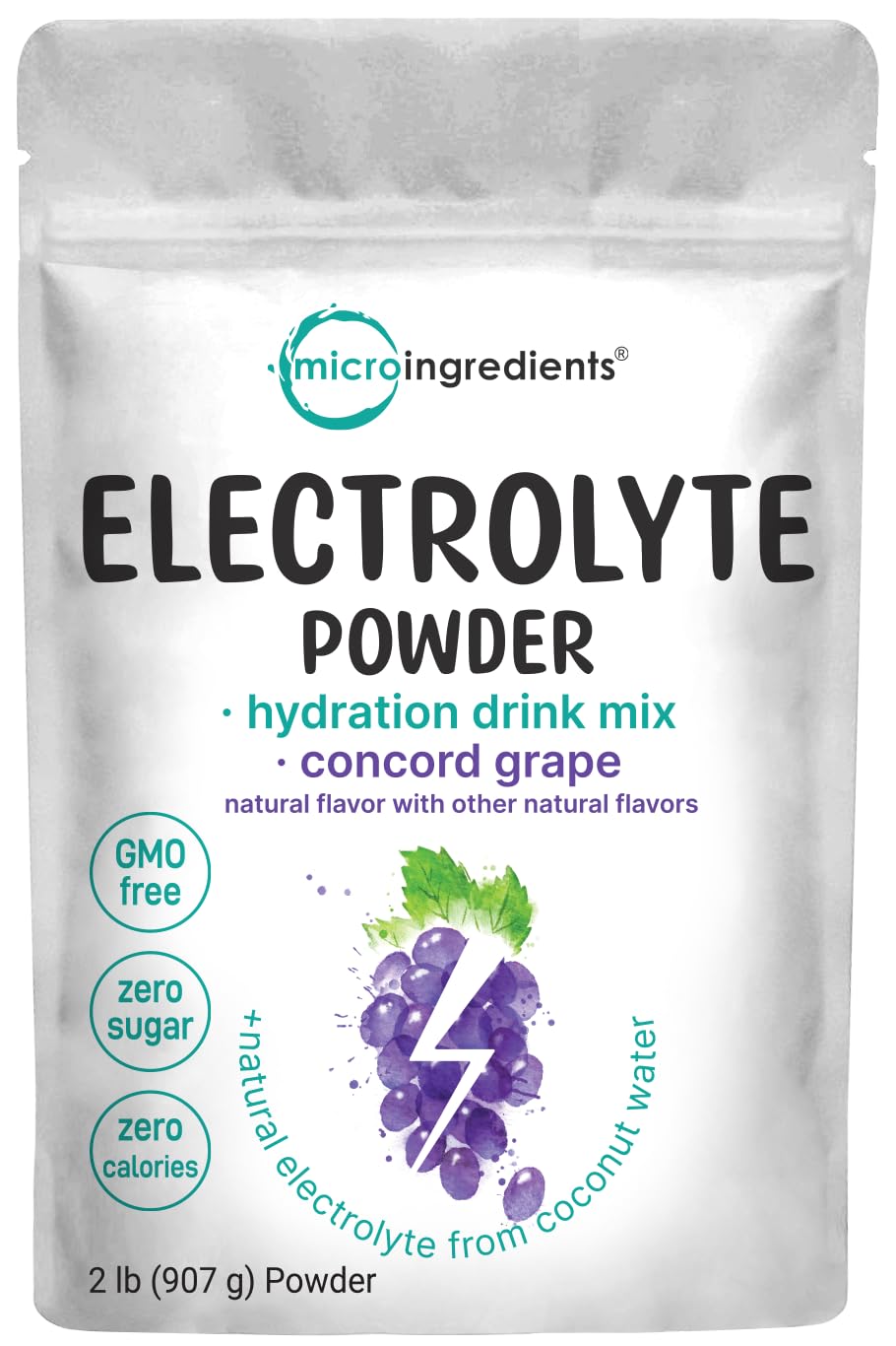 Concord grape flavored hydration electrolyte powder in 2 lb container