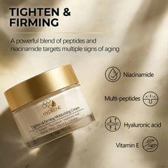 HYDRÈNE night-cream-application close-up shows smooth, fragrance-free texture.