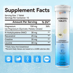 Close-up of hydrogen water tablets dissolving in water