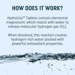 Hydration with Hydrogen tablets in water demonstrating dissolution