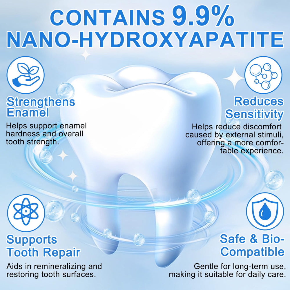 Toothpaste bottle emphasizing fluoride-free formula for sensitive teeth