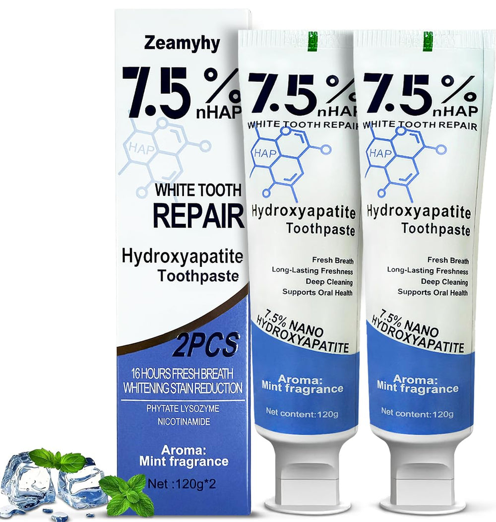 Enamel protection toothpaste tube featuring hydroxyapatite