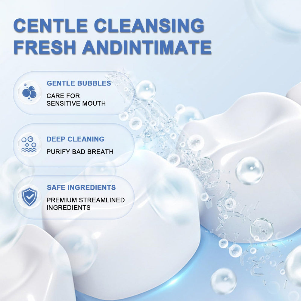 Close-up of Gentle Mint hydroxyapatite toothpaste being dispensed