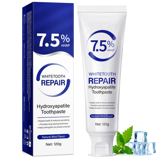 Hydroxyapatite toothpaste tube with gentle mint flavor