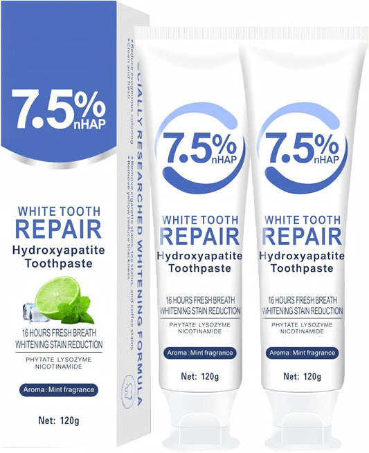 Front view of Hydroxyapatite toothpaste packaging