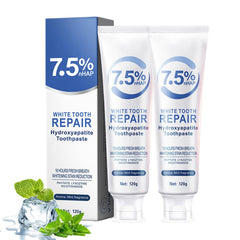 Box and two tubes of 2-pack hydroxyapatite toothpaste