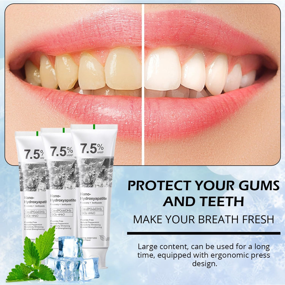 Fluoride-free toothpaste packaging safe for sensitive teeth