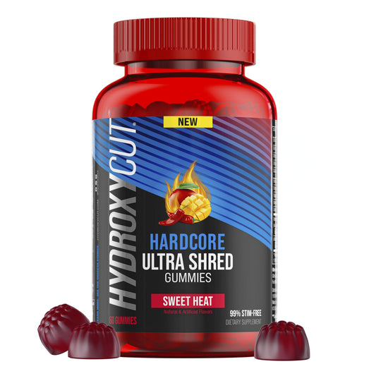 Hydroxycut Hardcore Ultra Shred Gummies Sweet Heat bottle front
