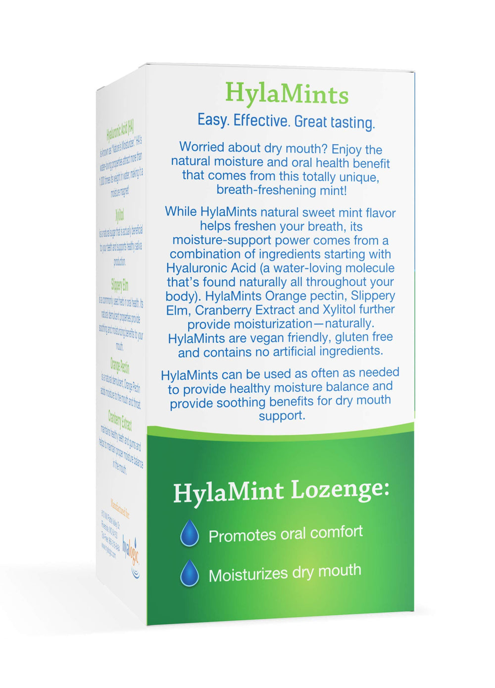 HylaMints bottle and blister pack