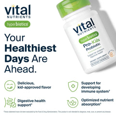 Vegan and non-GMO status icons for the probiotic
