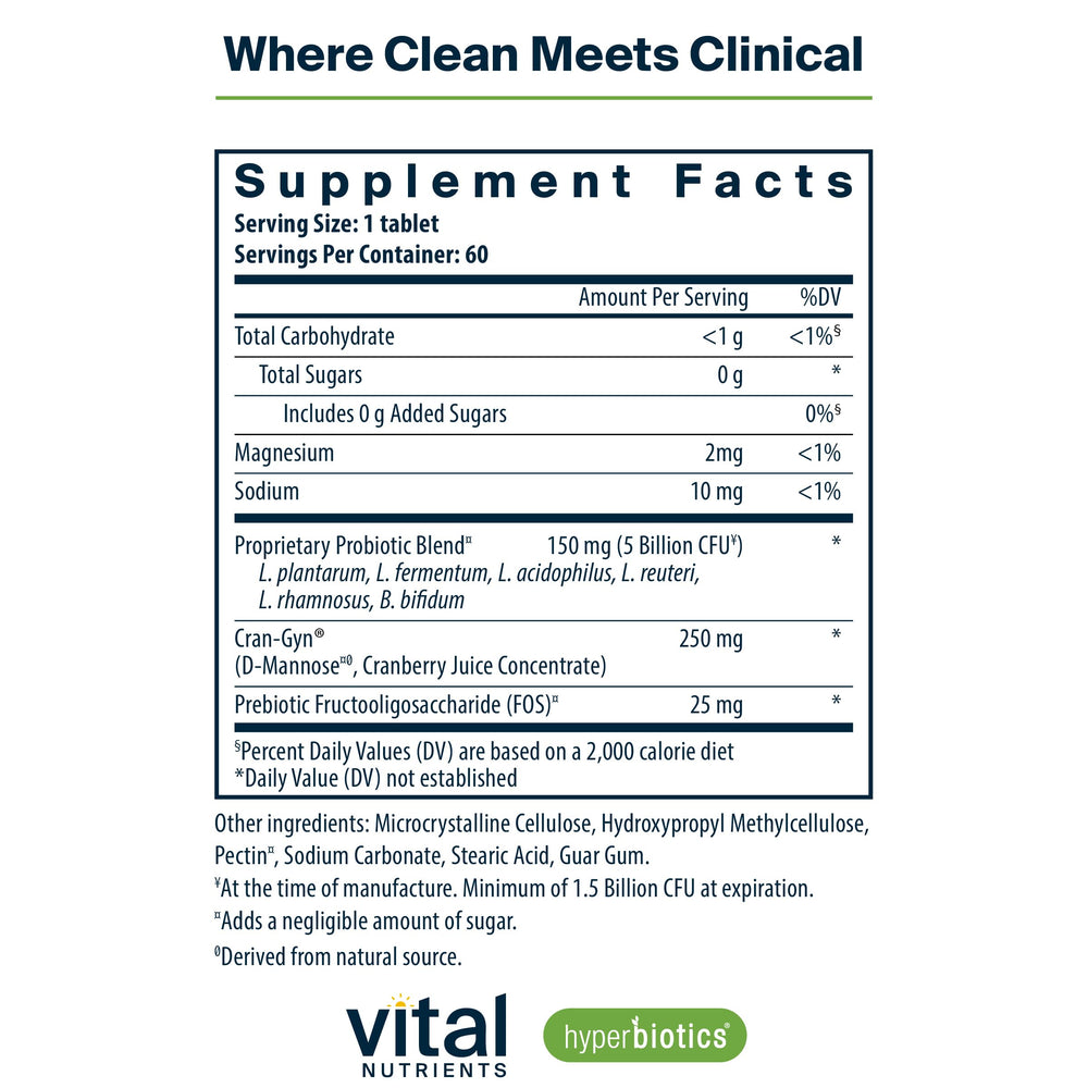 Contains 6 targeted strains plus cranberry extract and D-mannose