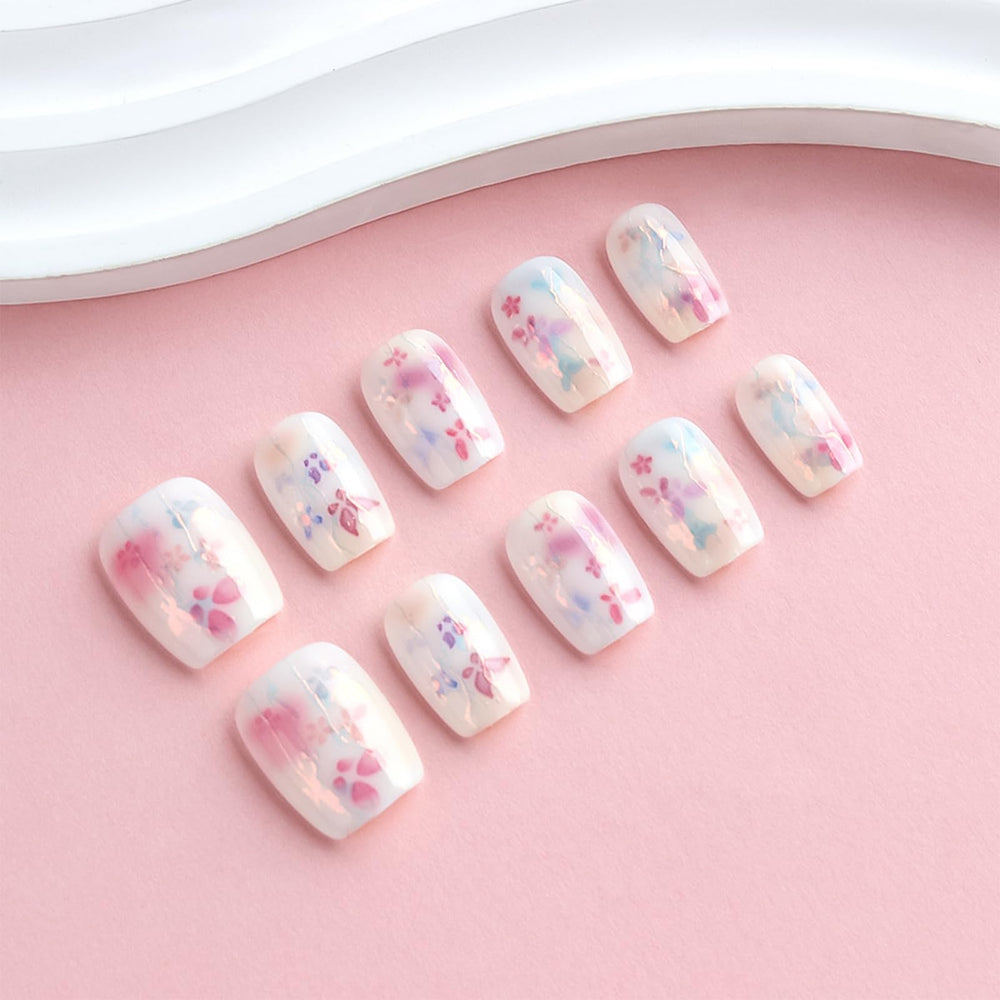 HZJXRT Pink gradient nails with glossy finish for daily elegance