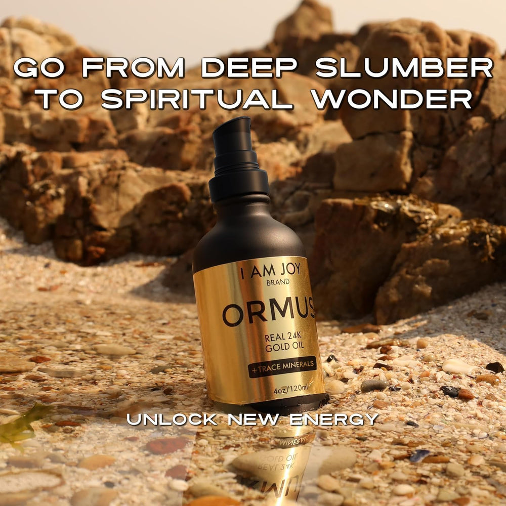 I Am Joy Co. Ormus Gold Oil bottle with packaging