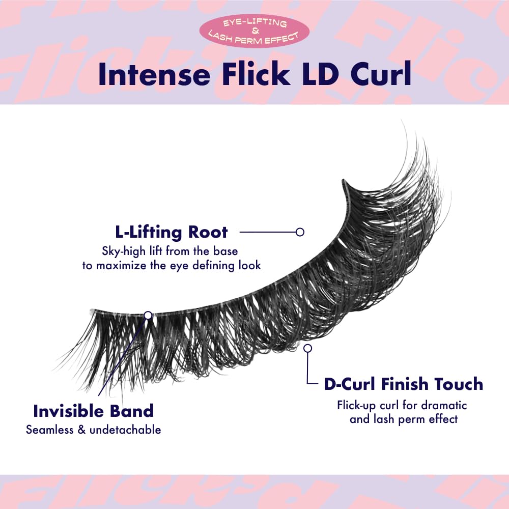 i•ENVY Flick'd LD Curl wispy-volume lashes for a soft, eye-opening look.