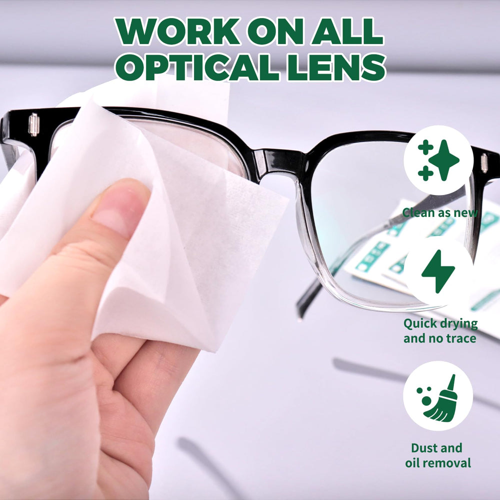 Close-up of wiping eyeglasses with Icepac