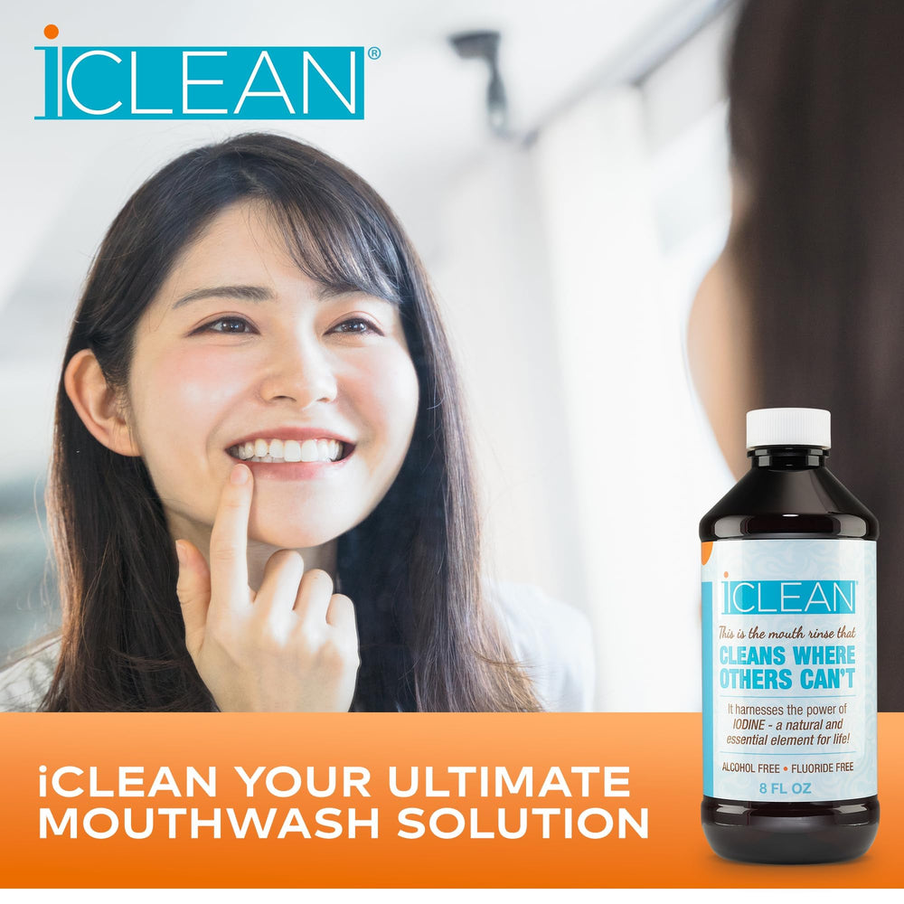 Label highlights fluoride-free and alcohol-free on iCLEAN