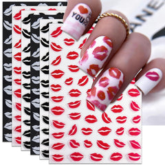 IDDFEVE Valentine kiss stickers close-up for quick manicure.