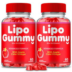 IDEAL PERFORMANCE Lipo Gummy bottle front offers keto and ACV support