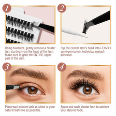 i•ENVY faux mink volume cluster lashes, close-up of mermaid-inspired fluff