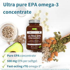 Igennus Ultra Pure Omega-3 EPA 500mg softgels close-up for quick absorption