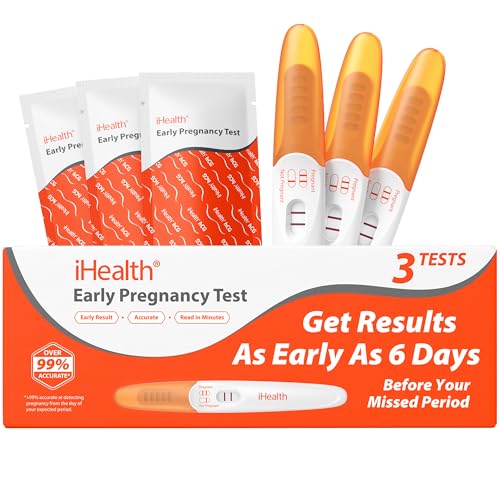 Front view of iHealth Pregnancy Test 3-Pack with foil packaging