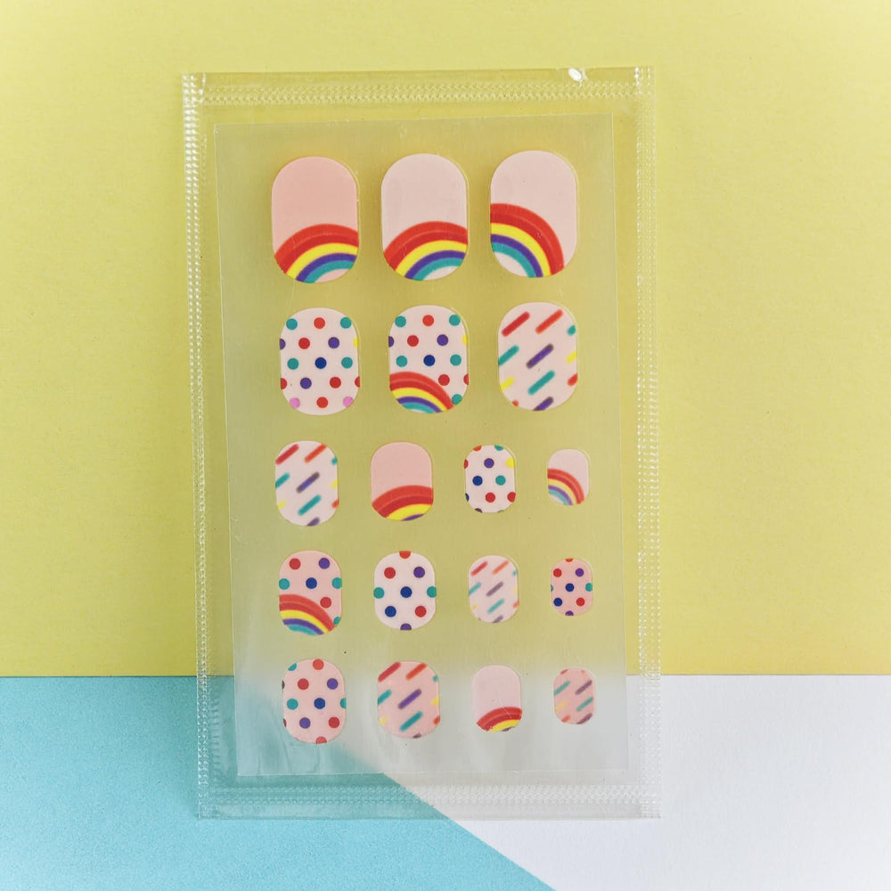 IHUKEIT rainbow sun nail wraps for kids; vibrant and simple to apply