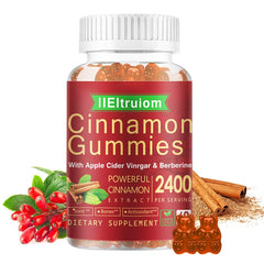 IIEltruiom front packaging of cinnamon gummies showing vegan badge and count
