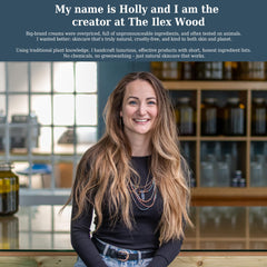 The Ilex Wood ingredients display natural oils and butters for nourishing lip care