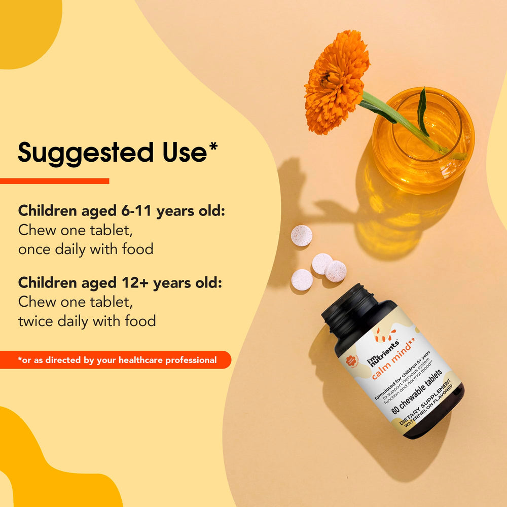 Bottle of I'm Nutrients Calm Mind with 60 chewable tablets