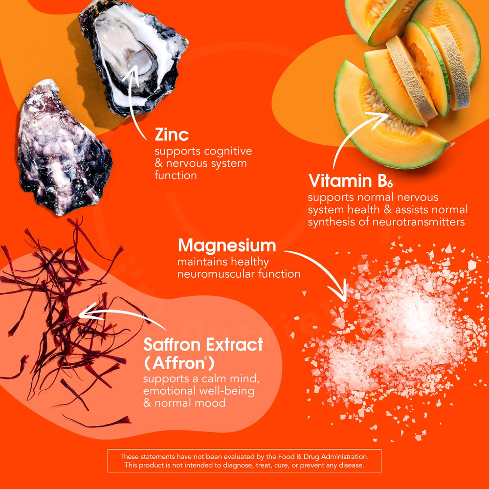 Saffron-based formula with zinc, magnesium, and vitamin B6 for kids