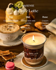 12.3oz latte-scented candle in cozy room